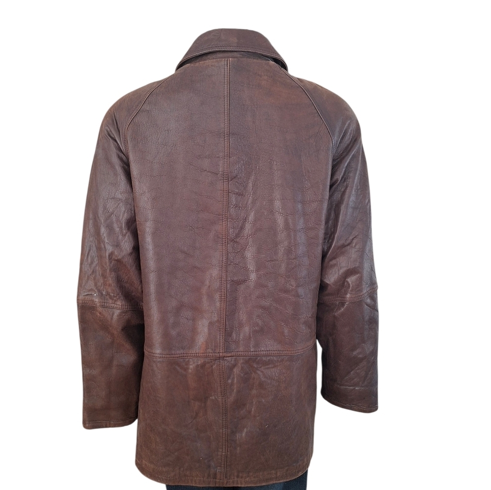 Vintage Aquascutum Of London Men's Brown Leather Jacket Coat Made In Canada - Picture 6 of 16
